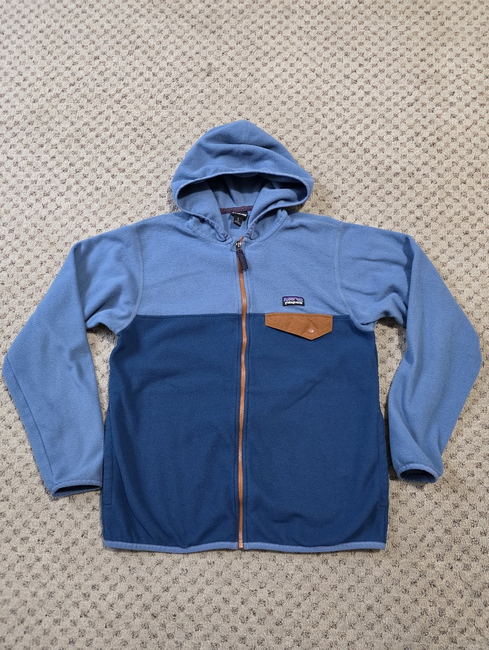 Patagonia Two-Tone Blue Hooded Fleece Jacket